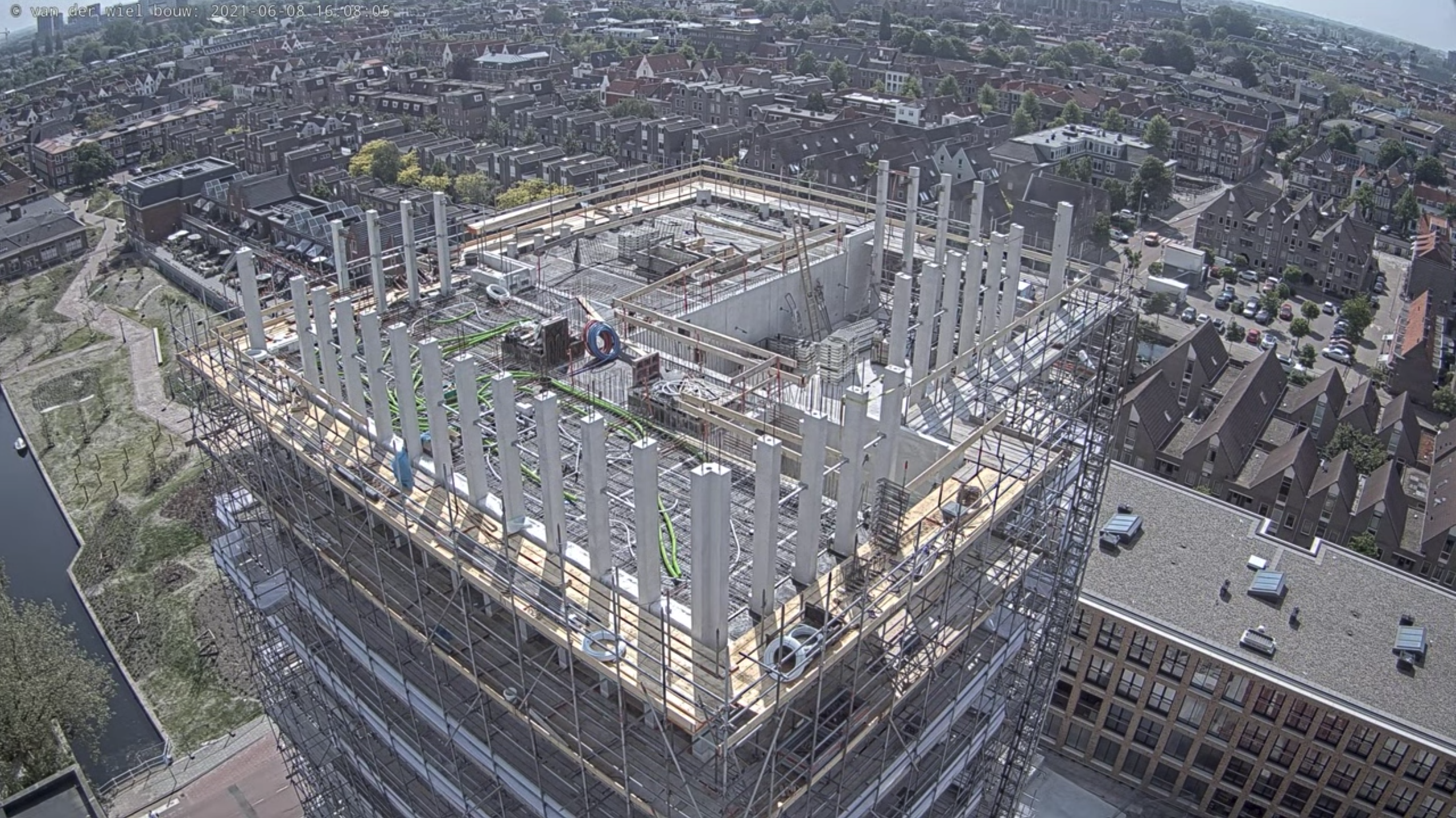 Bouw Silotoren op het terrein van De Meelfabriek in Leiden 