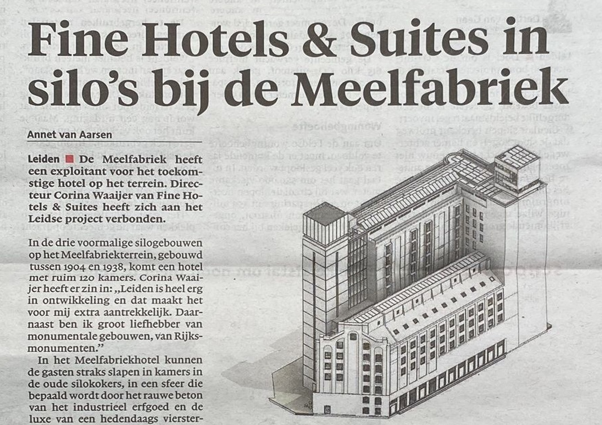 Fine Hotels & Suites in silo's bij de Meelfabriek nieuws