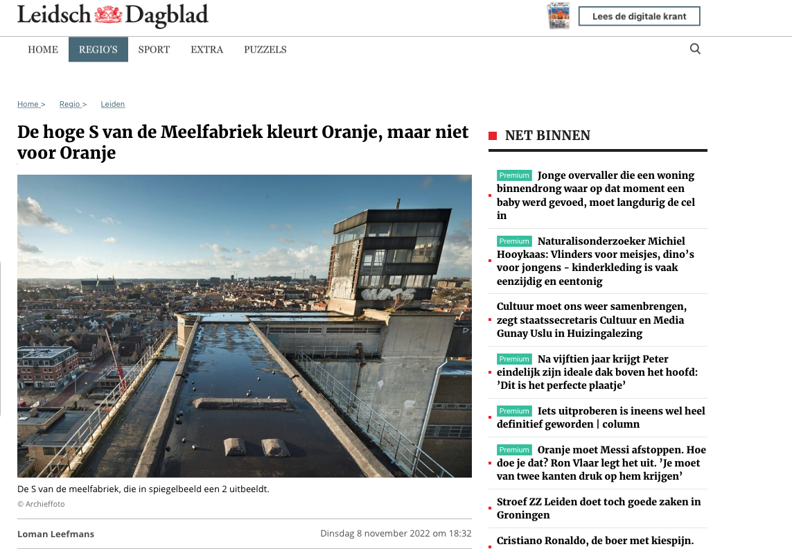 Leidsch Dagblad, De hoge S Meelfabriek kleurt Oranje